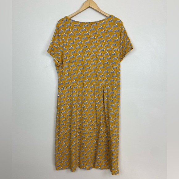 Boden Phoebe Short Sleeve Cheetah Print Jersey Dress Yellow Pockets - Picture 7 of 7